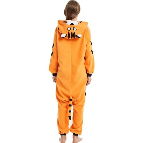 2021 Winter Women Men Unisex Adult Cute Cartoon Bengal tiger Onesie Animal Pajamas Warm Soft Fleece Nightie Sleepwear Onesies