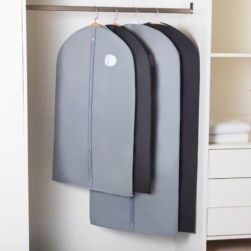 5pcs Clothes dust cover suit storage bag coat hanging pouch home non-woven storage cover organizer