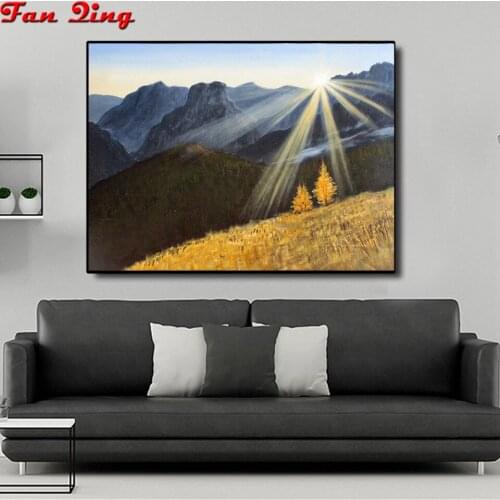 Full Round square Drill 5D DIY Diamond Painting Mountain peak sunrise Cross Stitch Mosaic Diamond embroidery Home Decor