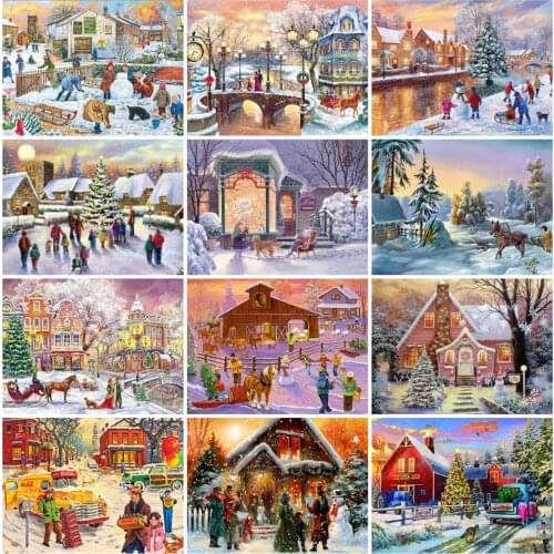 Diamond Embroidery Winter House 5D DIY Diamond Painting Kit Landscape Beaded Rhinestones Art New Arrival Home Decor