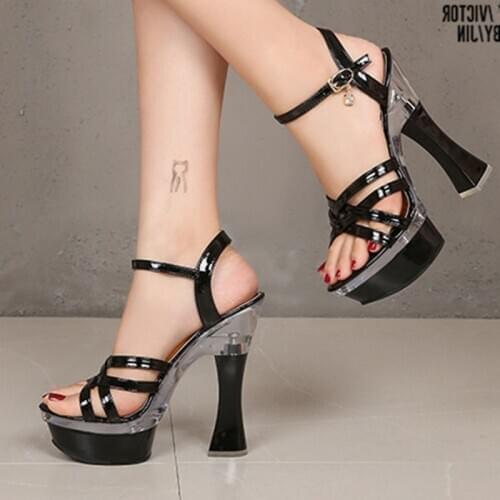 White sandals 14cm high heel stiletto platform sandals large size 34-43 fashion heel pole dancing t show shoes