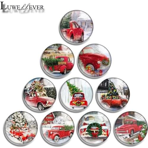 10mm 12mm 16mm 20mm 25mm 30mm 660 Christmas Car Mix Round Glass Cabochon Jewelry Finding 18mm Snap Button Charm Bracelet