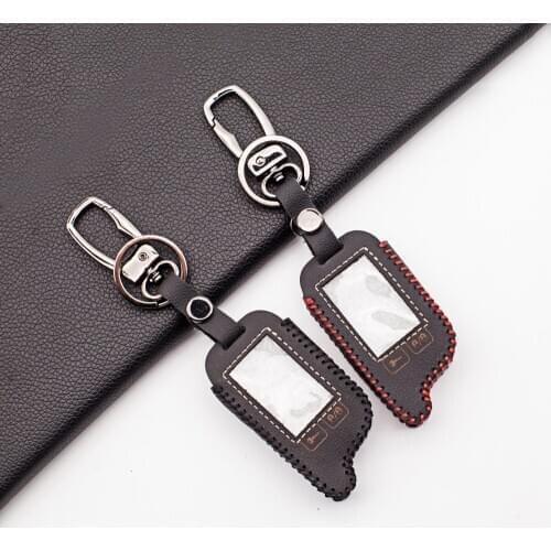 TW9.5 Carrying 100% Leather Key Case Cover for Tomahawk 9.5 9.9 LCD Two Way Car Alarm Remote Keychain Protector Skin Cover