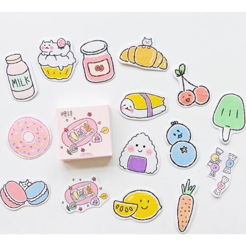 45 pcs /Box Happy Little Snack Bread Sushi DIY Decorative Stickers Stick Label
