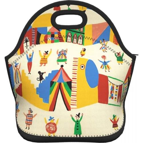 Children Illustration Arts Lunch Bags for Women Work Office Lunch Box Cooler Bags Girls School Lunch Bag for Picnic Hiking