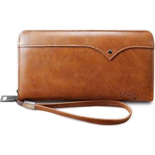 Long Wallet for Men High Quality PU Leather Male Purse with Coin Pocket Zipper Cards Holder Money Bag