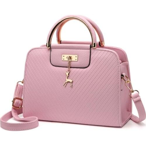 Famous Brand Square Female Bag Fashion Leather Embossed New Handbag Simple Deer Pendant Shoulder Messenger Bag Stereotype Bags