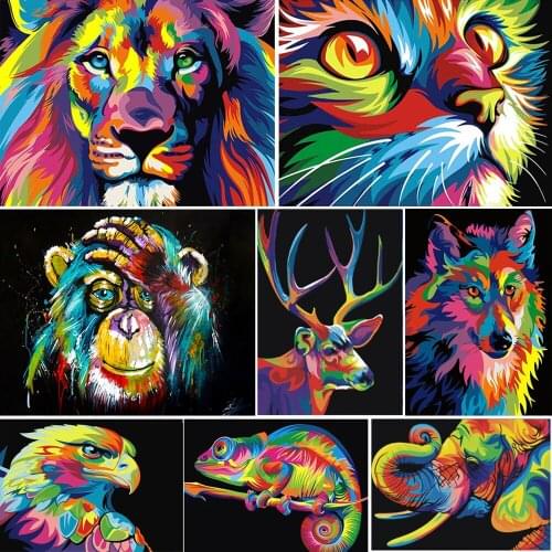 New 5D Diamond Painting DIY Decorative Animal Set Color Dog Tiger Cat Round Diamond Embroidered Mosaic Picture Handmade Gift
