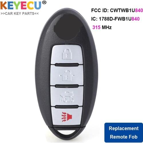 KEYECU Smart Remote Control Car Key Fob 4 Buttons for Nissan Sentra Versa Leaf 2013 2014 2015 2016 2017 - 315MHz FCC:CWTWB1U840
