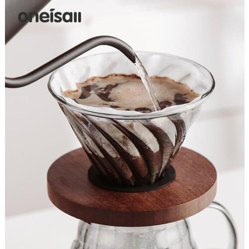 Coffee Pot Style V60 Glass Wooden 700ML/500ML Coffee Dripper and Pot Set for Coffee Filter Reusable Coffee Filters Reusable