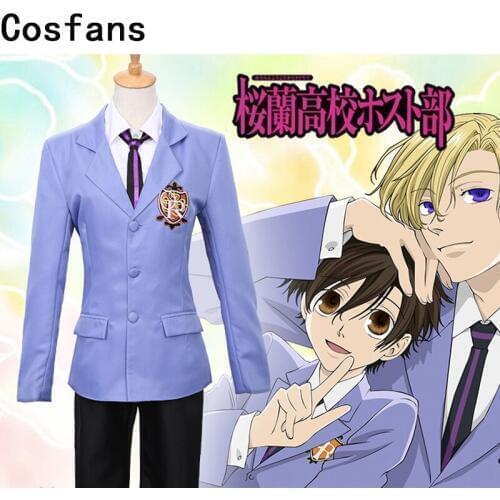 New Japanese anime Ouran High School Haruhi Kyoya Hikaru Takashi cosplay costume Jacket Tie Shirt and pants School uniforms suit