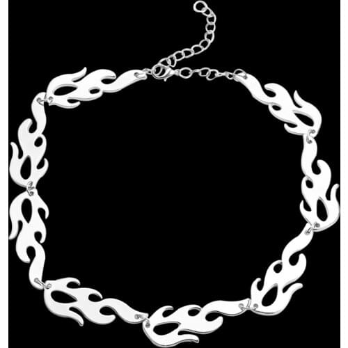 Alloy Flame Necklace Neutral Charm Clavicle Chain Hip Hop Rock Style Flame Choker Necklaces Best Gifts For Men or Women