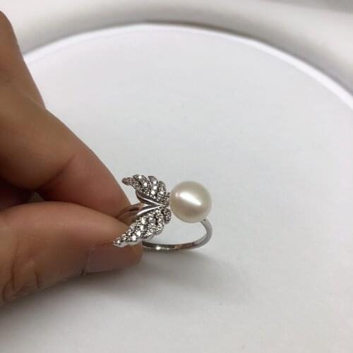 Trendy Angel Wing Ring Mountings Base Findings Women Accessories Jewelry Settings Parts for Girls Pearls Beads Stones Agate