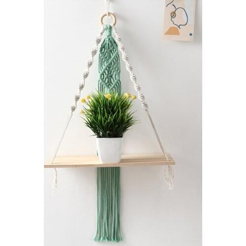 Bohemian Style Wall Hanging Shelf Durable Natural Cotton Rope Lace Tapestry Rack For Living Room Bedroom Weddings Decor