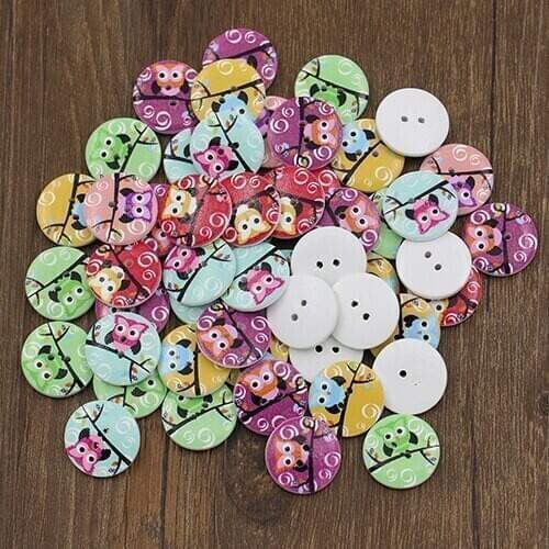 New and hot 50 Pcs Mixed Owl 2 Holes Wooden Buttons Sewing Craft Clothing Scrapbooking DIY