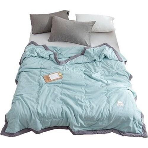 Solid Colors Nordic Washed Cotton Summer Cool Air Condition Quilt Soft Adult Student Summer Machine Washable Quilts Bedding