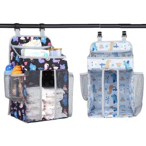 Portable Crib Organizer Baby Bed Hanging Bag Infant Essential Diaper Bedside Storage Pocket
