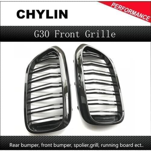 A Pair G30 M5-Style Kidney ABS Plastic Gloss Black Auto Car-styling Front Racing Grill Grille for BMW G30 G38 New 5 Series 2018
