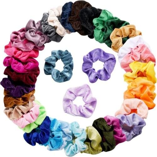 40 Colors Vintage Hair Scrunchies Velvet Scrunchie Women Elastic Hair Bands Girls Ponytail Holder Hair Ties Hair Accessories