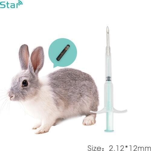 2pcs 2.12*12mm 13.56MHz Animal Microchip Syringe Implantable NFC Pet id rfid transponder NFC glass tag Syringe