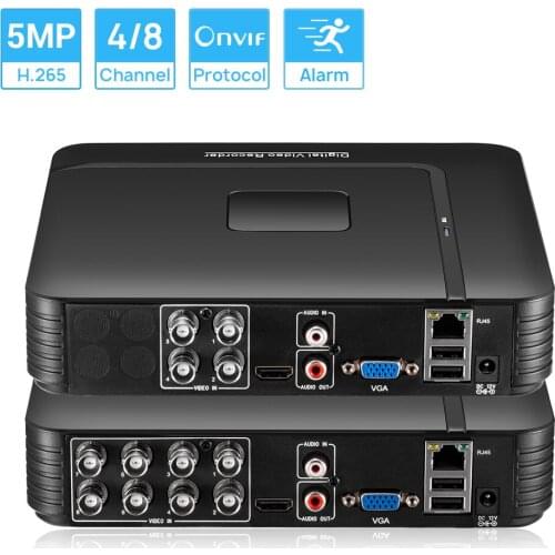 H.265 Mini AHD DVR 5MP-N 5in1 AHD TVI CVI CVBS IP Camera Hybrid Digital Video Recorder 4CH 8CH Home Secuirty DVR CCTV System