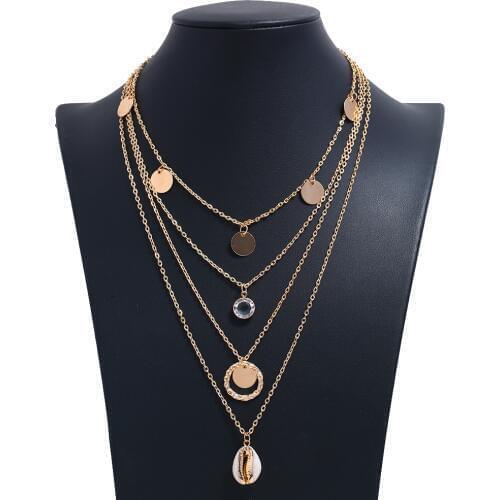 Vintage Tassel Coin Necklace For Women Multiple Layers Gold Color Pendant Long Necklaces Fashion Female Accessories 2019 New