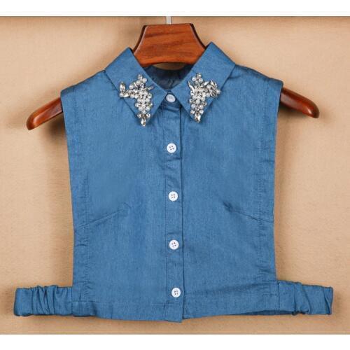 Ladies' Handmade Bead Shirt cotton Sleeveless half body collar new fake collar autumn winter women beads embroidered temperament