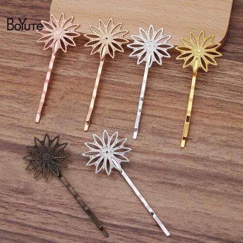BoYuTe Custom Made (200 Pieces/Lot) 26MM Filigree Flower Hairpins Factory Supply Antique Diy Jewelry Accessories