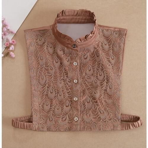Women Fashion Lace Hollowed out Versatile Decorative Shirt False Neck Collar Detachable Vertical
