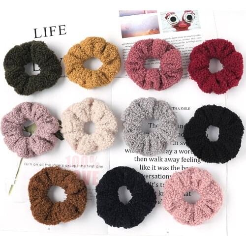 New Fashion Super soft velvet Ladies Wild lamb hair large intestine meatball head Girls Elastic Hair Bands Hair Accessories