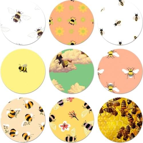 58mm Cute animal bee art Icons Pins Badge Decoration Brooches Metal Badges For Clothes Backpack Decoration