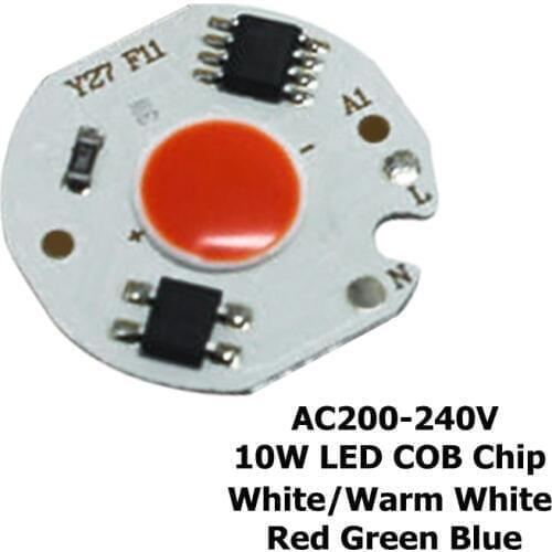 10pcs AC220V 10W LED COB Chip Smart IC Driver White Warm White Red Green Blue Fit For DIY LED Spotlight Floodlight