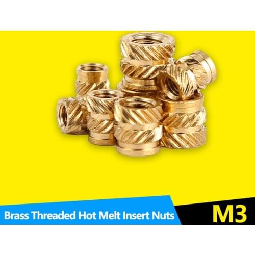 Heat Set Insert Nut Female Thread Brass Knurled Inserts Nuts Embed Parts Pressed Fit into Holes for 3D Printing M3 100Pcs
