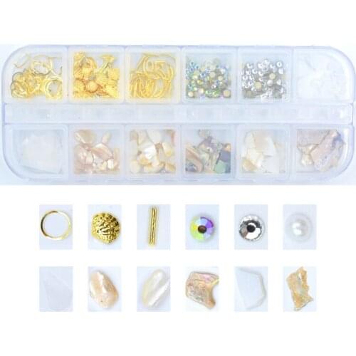 12Grids/Box Mixed Glitter Metal Nail Art Decoration Epoxy Resin Filling Material