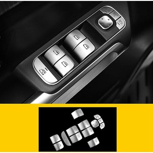 13Pcs Car Door Armrest Panel Covers Stickers for Benz A B GLB Class W177 W247 2020 Window Glass Lifting Buttons