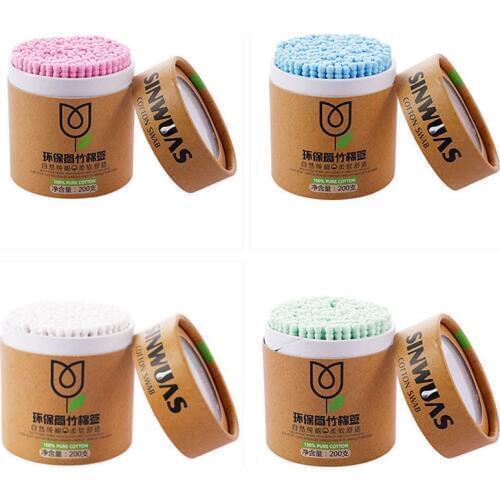 200Pcs Cosmetic Makeup Cotton Swab Microbrush Double Head Cotton Swab With Holder Medical Cleaning Tips Ear Buds Cleaning Tools