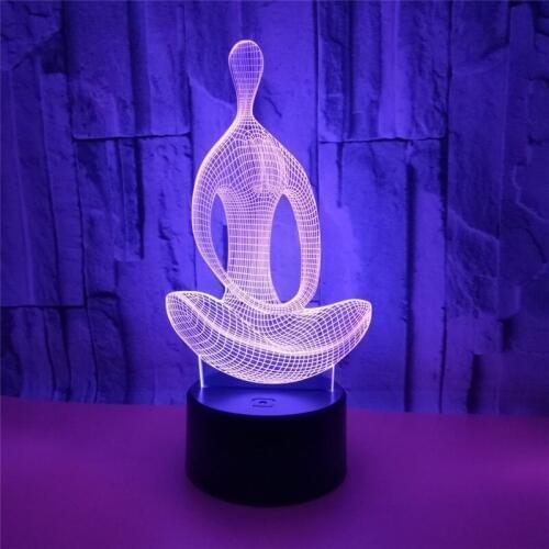 3D LED Night Light Yoga Meditator Action Figure 7 Colors Touch Optical Illusion Table Lamp Home Decoration Model