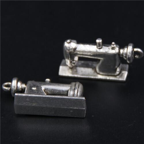 5pcs Silver Plated Retro Sewing Machine Charm Earrings Necklaces DIY Handmade Jewelry Alloy Pendants 30*16mm A346