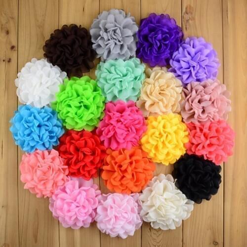 50pcs/lot 4" Handmade Burned Chiffon Fabric Flowers Boutique Hair Flower For Headband Hair Accessories 20color MH71