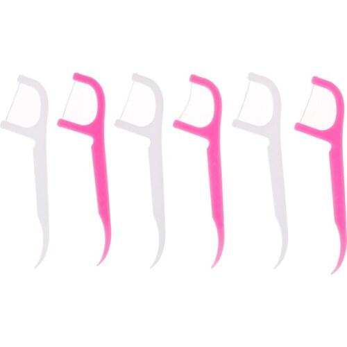 50 Pc Disposable Dental Flosser Interdental Brush Teeth Stick Toothpicks Floss