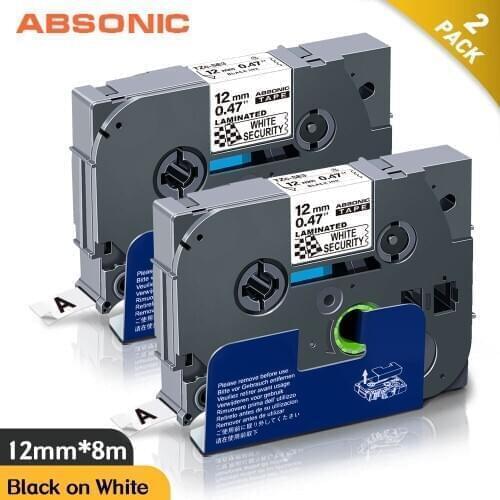Absonic 1/2PK 12mm TZ-SE3 TZE-SE3 Security Label Tape Compatible For Brother P-touch tz SE3 tze SE3 PT-D210 PT-H100 Label Maker