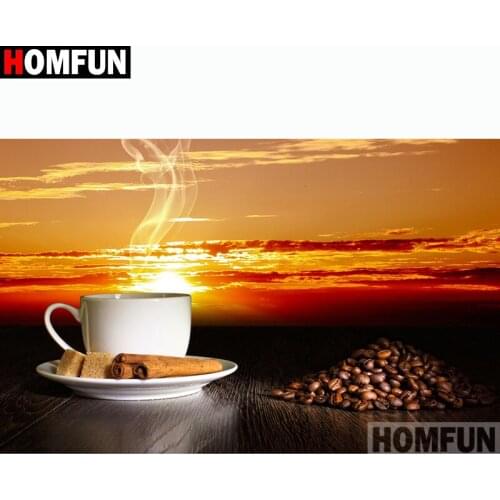 HOMFUN Diamond Painting Cross Stitch "Coffee sunset" Full Square Round Diy 5d Diamond Embroidery Picture Rhinestone Art A13097