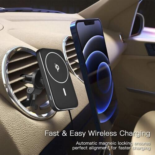 15W Car Magnetic Wireless Mobile Phone Charger For IPhone 12 Mini Pro Max For Magsafe Wireless Fast Charging Car Phone Bracket