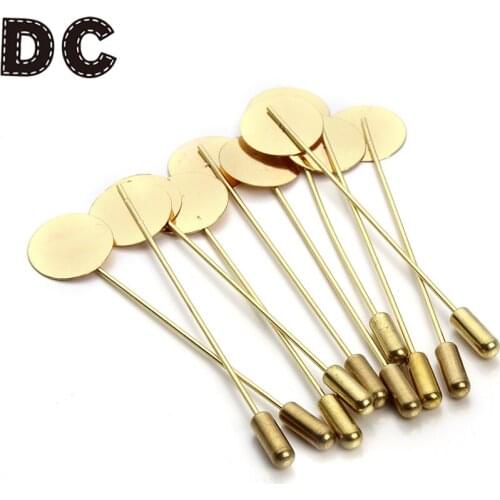 20pcs/lot 15x73mm Silver/Gold Color Broochs Blank Base Hat Brooch Pins DIY Jewelry Findings Accessories Metal Brooch Lapel Pin
