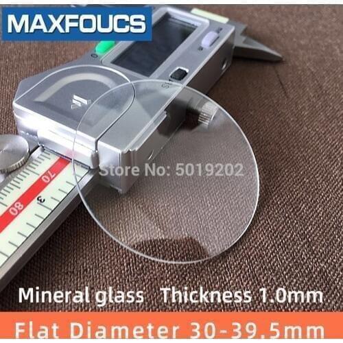 Watch glass Mineral glass Flat Thick 1.0 mm diameter 30 mm to 39.5 mm Transparent crystal 1pieces