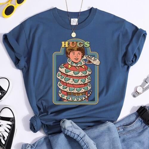 Let’s Catch Santa Printing Woman T Shirts Hip Hop High Quality T Shirts Street Soft Tees Shirts Anime Crewneck Womens Tshirt