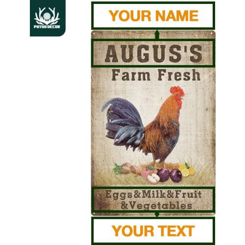 Personalized Metal Sign Custom Farm Tin Sign Plaque Metal Vintage Chicken Wall Decor Farmhouse Decor