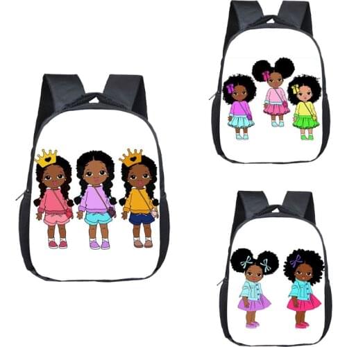 Black Art girs lwith Crown Backpack Children School Bags Cartoon Afro Girls School Book Bag Kid Schoolbags Baby Toddler Bag