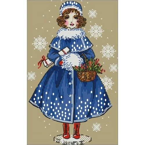 Girl with basket patterns Counted Cross Stitch 11CT 14CT DIY Chinese Cross Stitch Kits Embroidery Needlework Sets