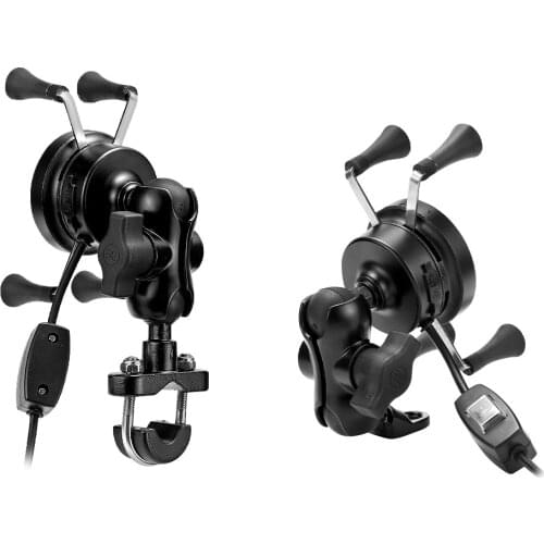 Motorcycle Phone QC3.0 USB Qi Fast Charging Wireless Charger 9-30v Bracket Holder 360 Rotation Motorcycle Bicycle Handlebar